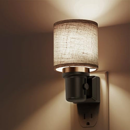 L LOHAS LED Night Lights Plug into Wall,Linen Fabric Cylinder Night Light - color: Cylinder-5000K, size: 1 Pack
