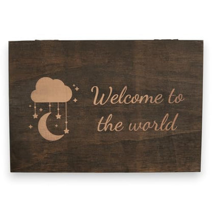 Welcome to the World Baby Memory Box, Engraved Newborn & Baby Shower Gift | Holds ultrasound photos, hospital bracelet, first tooth, birth announcements & baby milestones. Gift boxed and ready to give. - size: Medium, style: Baby