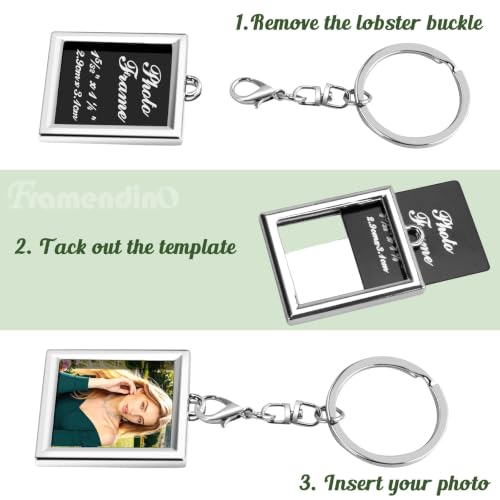 Framendino, 10 Pack Mini Photo Keychain Set Metal Frame Pictures Holder Detachable Key Chains DIY Locket Rings for Wedding Birthday Gift