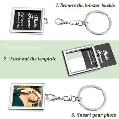 Framendino, 10 Pack Mini Photo Keychain Set Metal Frame Pictures Holder Detachable Key Chains DIY Locket Rings for Wedding Birthday Gift