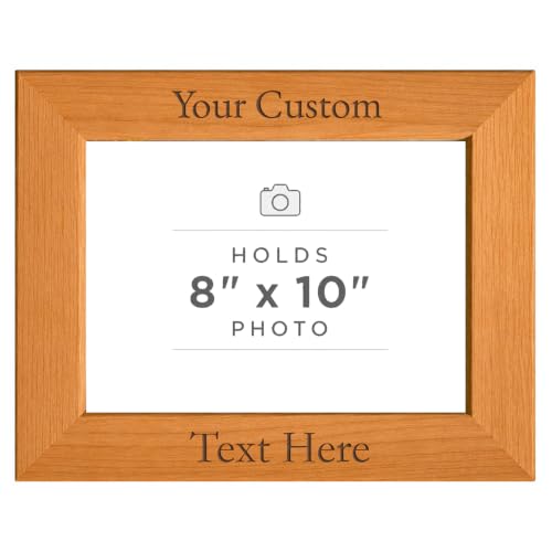 Personalized Add Your Custom Text Hanging/Tabletop Wall Natural Alder Wood Picture Photo Frame Customizable (8x10-inch Horizontal) - size: 8x10-inch Horizontal