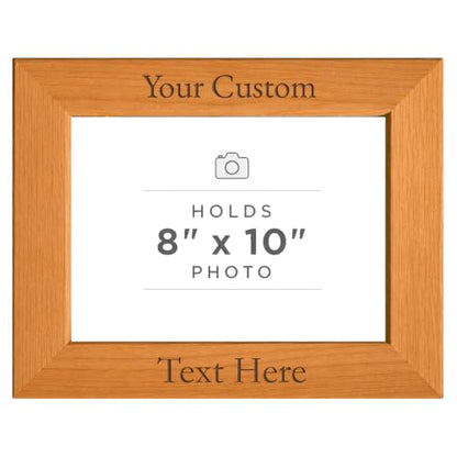 Personalized Add Your Custom Text Hanging/Tabletop Wall Natural Alder Wood Picture Photo Frame Customizable (8x10-inch Horizontal) - size: 8x10-inch Horizontal