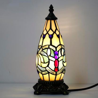 Small Tiffany Stained Glass Table Lamp 5.5X11 Inch (Blue Lotus) - color: Blue Lotus