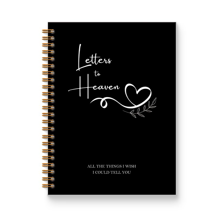 Letters to Heaven Notebook Journal 5.5x8.3, Grief Journal for Women, Memorial Sympathy Gifts for Loss of Loved One, Remembrance Bereavement Gifts Spiral Hardcover Notebook(Black) - color: Black
