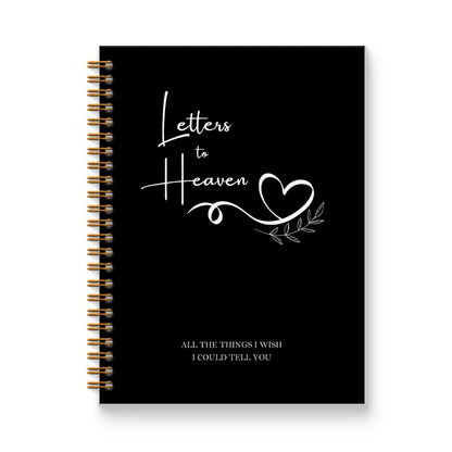 Letters to Heaven Notebook Journal 5.5x8.3, Grief Journal for Women, Memorial Sympathy Gifts for Loss of Loved One, Remembrance Bereavement Gifts Spiral Hardcover Notebook(Black) - color: Black