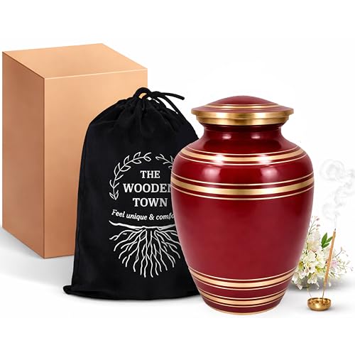 Creamation Urns for Human Ashes Adult Man/Women,Urn Human Ashes Adult Male/Female,200+ Cubic inch Capacity,Decorative Burial Urn, Funeral Cremation Urns_Classic Thread 9 x7 Crimson Red Gold - color: Crimson Red Gold, size: Classic Thread 9 x7