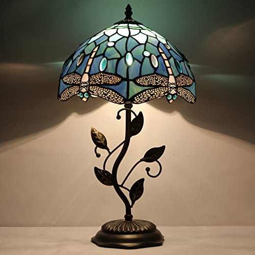 Tiffany Lamp Blue Dragonfly Stained Glass Table Lamp - color: Blue Dragonfly