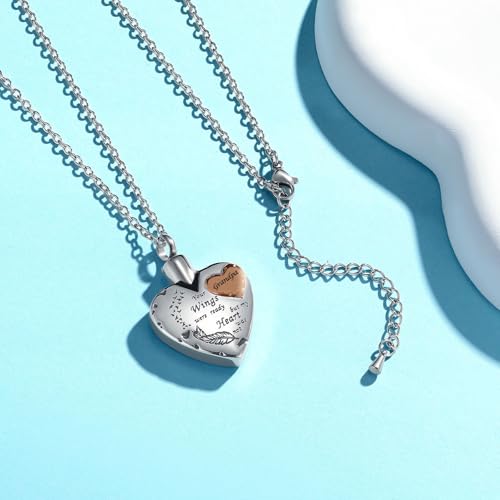 Waterproof Urn Necklace for Ashes-Heart Ash Holder Pendant -Never Fade-Never Fade, Rustproof Cremation Jewelry for Ashes for Women - style: Grandpa
