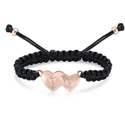 constantlife Double Heart Cremation Bracelet for Ashes for Women Stainless Steel Pendant Urn Memorial Jewelry Loved Ones Human Pet Funeral Keepsake Gift - color: Rose Golden