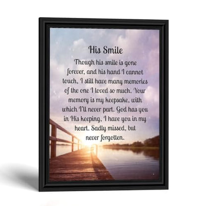 Memorial Gifts for Loss of Husband, Sympathy Gift, His Smile In Memory of Loved One, Picture Frames for Sympathy Gift Baskets, Bereavement Gifts for Loss of Father, Loss of Son Condolence Gift, 2182B | Sympathy Gifts for Loss of Loved One, Memorial Gifts