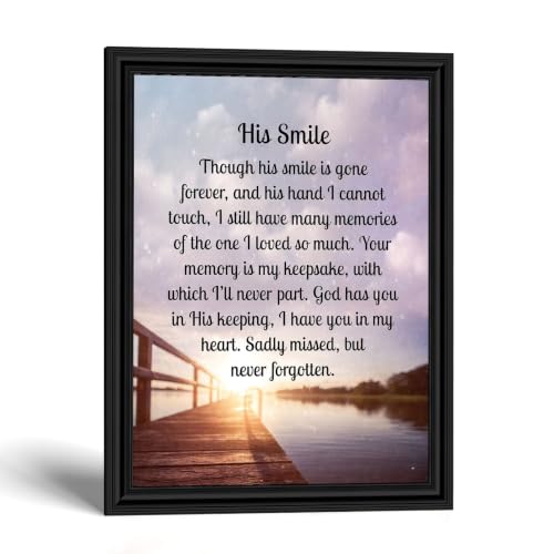 Memorial Gifts for Loss of Husband, Sympathy Gift, His Smile In Memory of Loved One, Picture Frames for Sympathy Gift Baskets, Bereavement Gifts for Loss of Father, Loss of Son Condolence Gift, 2182B | Sympathy Gifts for Loss of Loved One, Memorial Gifts