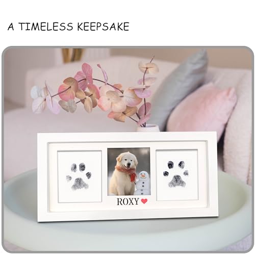 MYPAWLETS Paw Print Frame & Ink Pads Kit,Pawprint Kit for Dog/Cat,XL White | 2 No Mess Ink Pads,Clean Touch,PawPrint Stamp Pad,Dog Nose Print,Quality Memorial Frame,Personalized Dog Mom Gifts - color: Large-White