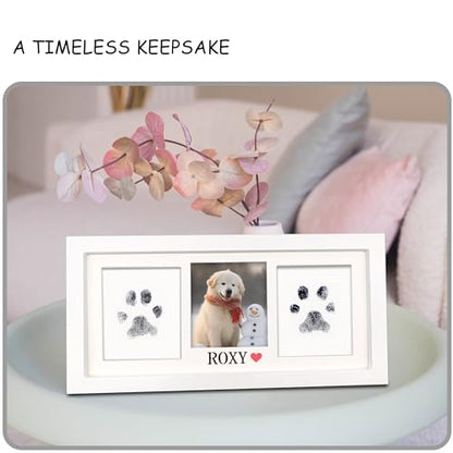 MYPAWLETS Paw Print Frame & Ink Pads Kit,Pawprint Kit for Dog/Cat,XL White | 2 No Mess Ink Pads,Clean Touch,PawPrint Stamp Pad,Dog Nose Print,Quality Memorial Frame,Personalized Dog Mom Gifts - color: Large-White