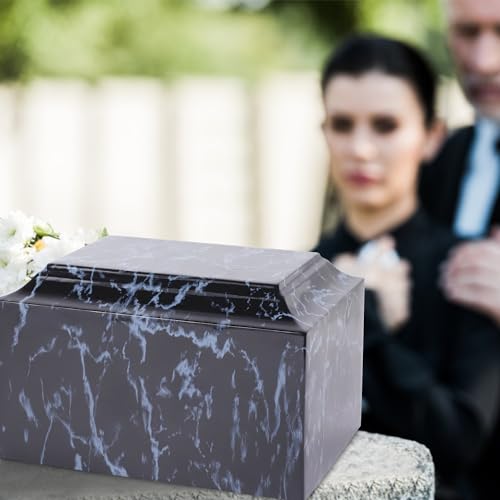 Rsobl Black Marble Cremation Urn Vault for Human Ashes, Adult Sized for Ground Burial, Home Memorial and Funeral Use - size: Black