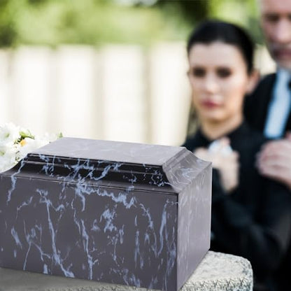 Rsobl Black Marble Cremation Urn Vault for Human Ashes, Adult Sized for Ground Burial, Home Memorial and Funeral Use - size: Black