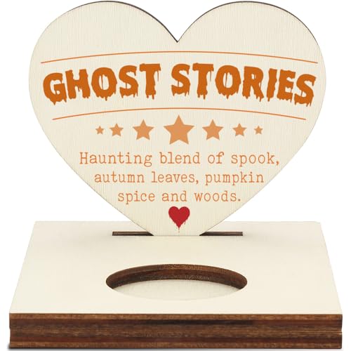 Halloween Ghost Stories Heart Plaque, Spooky Autumn Wall Decor with Pumpkin Spice & Woods Theme, Haunted House Seasonal Decoration, LMM17 - color: Halloween Ghost Stories
