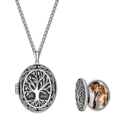 925 Sterling Silver Pictures Locket Necklace for Women Men - color: Black plated 9