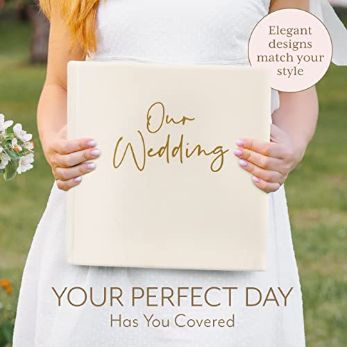 Your Perfect Day Personalized Large Memory Book for Family, Wedding, Anniversary, Guest Memory Book - Photo Album Scrapbook - 50 Blank Pages Can Fit 200 Pictures - Wedding Scrapbook Album (Gold&Cream)