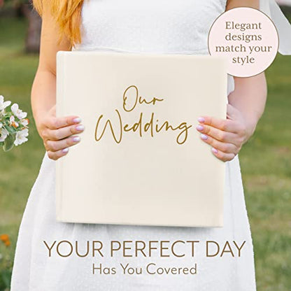 Your Perfect Day Personalized Large Memory Book for Family, Wedding, Anniversary, Guest Memory Book - Photo Album Scrapbook - 50 Blank Pages Can Fit 200 Pictures - Wedding Scrapbook Album (Gold&Cream)