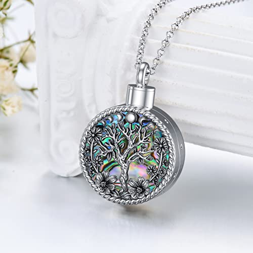 PELOVNY Urn Necklaces for Ashes of Loved Ones 925 Sterling Silver Personalized Heart Locket Urn Necklace Cremation Keepsake Memorial Jewelry Gifts for Women Men - color: Tree of Life Urn-1