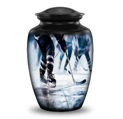 Ice Hockey Cremation Urn for Adult Human Ashes – Full Size Sports Tribute Memorial Urn – Elegant Funeral Urn for Hockey Lovers & Players – Holds Up to 210 lbs (Large) - size: Large