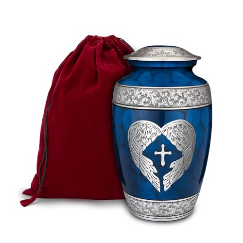 Angel's Embrace - Memorial Urn for Adult Ashes - Decorative 200LB Urn with Velvet Bag - color: Angel's Embrace, size: 1 Large Urn