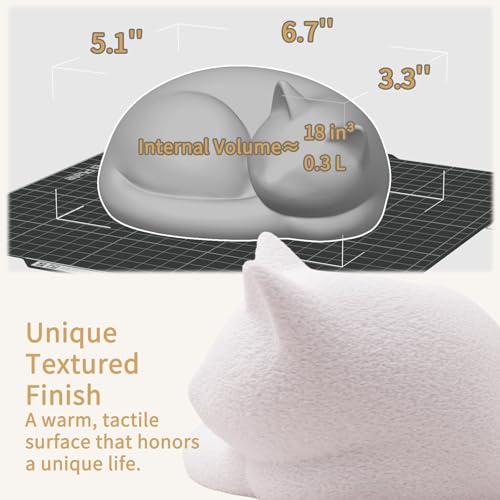 White Sleeping Cat Urn for Ashes Minimal Pet Memorial Keepsake - color: Matte White