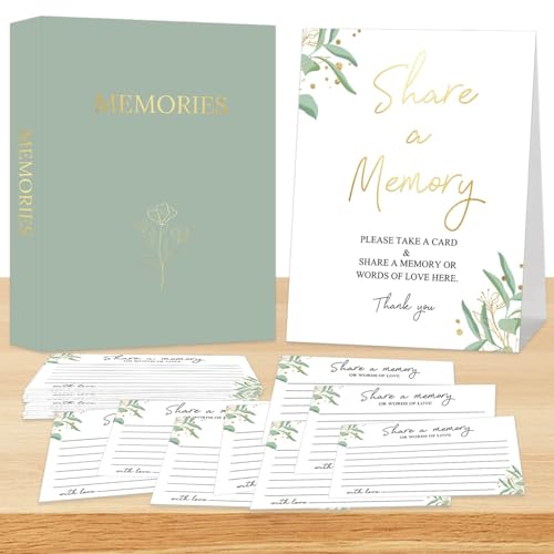 Share a Memory Cards for Celebration of Life, Funeral Memorial Cards Album, Memory Cards Guest Book for Celebration of Life, Anniversary, Graduation, Retirement, Bridal Shower Game