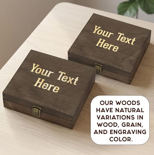 Personalized Wooden Keepsake Box, Custom Engraved Memory Box with Lid | Treasure Chest, Men's Jewelry and Letter Storage, Baby Keepsake, Wedding, Birthday, Graduation, Retirement, Time Capsule Gift - style: 1. Your Text Here