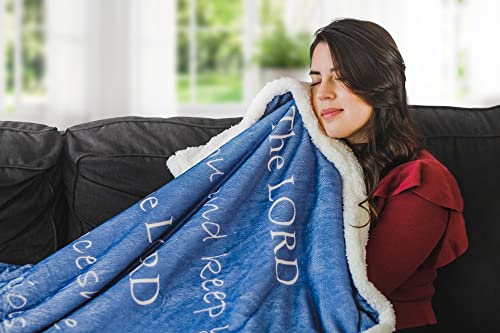 Prayer Blanket, Ultra Soft DoubleLayer Scripture 50"x65"Blue Indigo Blanket | Christian , 100% microfiberpolyester , promote healing in illness, depression , gift for women and men - color: Blue Indigo, size: Numbers 6:24-26