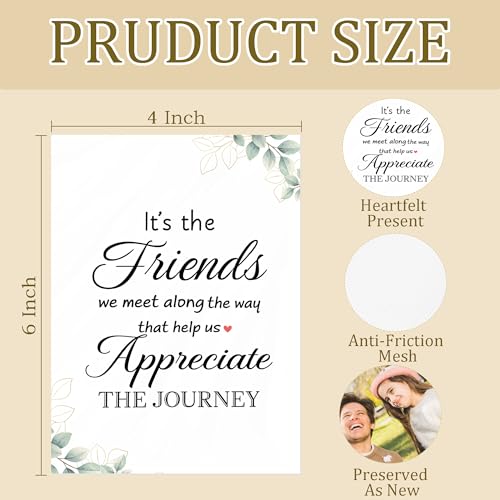 Friend Gifts Photo Album Holds 36 4x6 Photos, Friendship Gifts for Women, It's the Friends We Meet Along the Way That Help Us Appreciate the Journey Small Photo Album Memory Keepsake - color: Friend