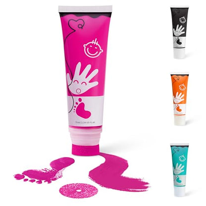 Baby Hand and Footprint Paint with Sponge Head, 2.54 fl oz, Non-Toxic & Acid-Free, Washable Baby Safe Paint for Newborn Keepsakes, Dog Nose & Paw Prints, Ideal New Mom Gift - Hot-Pink - color: Hot-pink