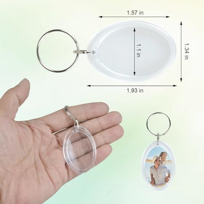 2 Pack Clear Photo Keychain, Double Sided Blank Photos Insert Frame, Personalised Photo Key Holder - style: Oval