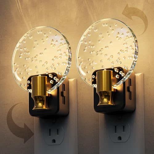 L LOHAS LED Night Lights Plug into Wall, Dusk to Dawn Sensor - color: Rotating Bubble-3000K, size: 2 Pack