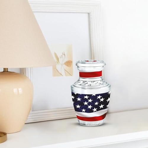 American Flag Urns for Human Ashes Adult Male & Female, Small Keepsake urn for Human Ashes Adult Women, Mini Cremation Urns 3Inch - color: Memorial American Flag