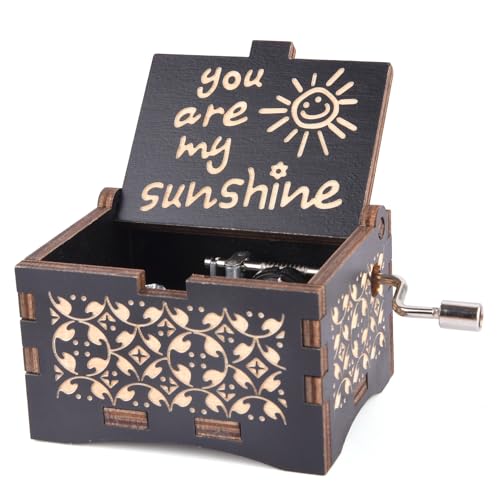 You Are My Sunshine Music Box,Wooden Hand Crank Music Box Gifts for Mom | Wooden Hand Crank Music Box with You Are My Sunshine Melody,Unique Gifts for Mom Daughter Wife,Birthday Anniversary Christmas