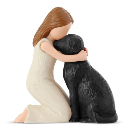 Hensonever Love My Black Dog Figurines Statues, Black Dog Angel Friendship Remembrance Gifts, Sculpted Hand-Painted Figures for Dog Lovers - color: Love My Black Dog