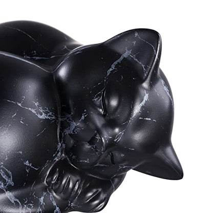 Pet Urns,Sleeping Resin Cremation Cat Urn, Cat Urns for Ashes, Small Animal Urn (Black)… - color: Black