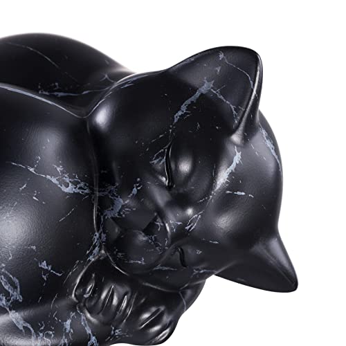 Pet Urns,Sleeping Resin Cremation Cat Urn, Cat Urns for Ashes, Small Animal Urn (Black)… - color: Black