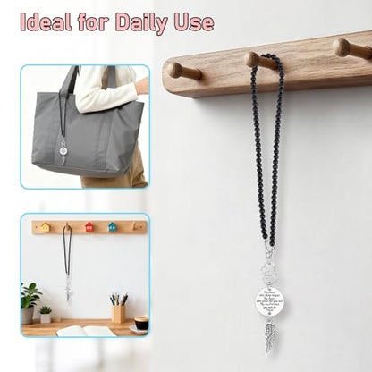 Heigebi Memorial Car Charm Sympathy Gifts for Women Men Sympathy Keepsake Car Mirror Hanging Accessories in Memory of Father Mother Daughter Son Remembrance Gift Rearview Mirror Charm