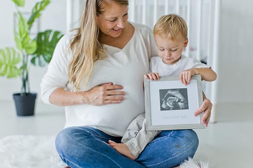 Kate & Milo Love at First Sight Rustic Sonogram Photo Frame | Holds 4" x 5" Ultrasound Photo, Rustic Neutral Design, Easel or Wall Display, Pregnancy Announcement Keepsake - style: Love at First Sight