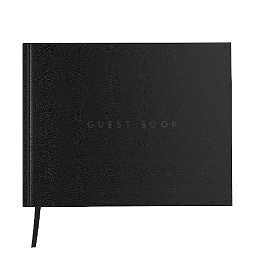 Useful Co. Guest Book for Party, Sign In Book, Leather Cover - Black | Sign In Book for Memorial Service or Vacation Home, Hardbound Leather Guest Books, House and Party Guest Book, 9 x 7 In - color: Black