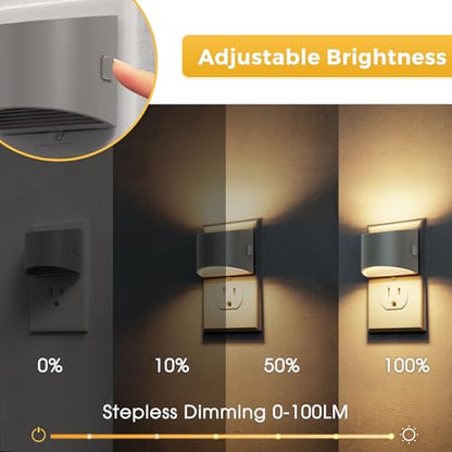 L LOHAS LED Night Lights Plug into Wall, Dimmable Night Light 2 Pack | Plug in Night Light with 3 Level Brightness, 3000K Soft White, Cement Gray Housing - color: Cement Gray