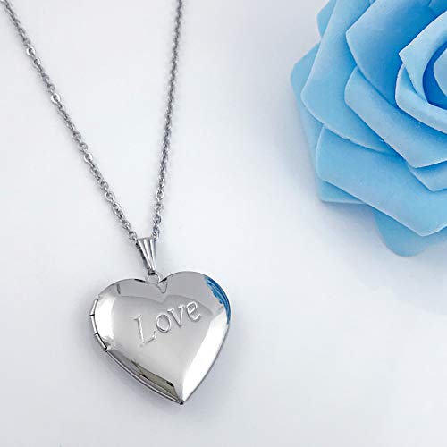 YOUFENG Love Heart Locket Necklace that Holds Pictures Polished Lockets Necklaces Birthday Gifts Unicorn - color: Love