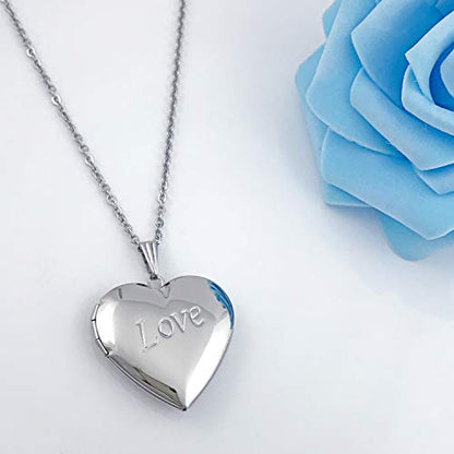 YOUFENG Love Heart Locket Necklace that Holds Pictures Polished Lockets Necklaces Birthday Gifts Unicorn - color: Love