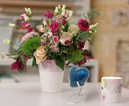 Memorials4u Forest Blue Cremation Urn for Human Ashes - Handcrafted Funeral Urn - Affordable Urn for Ashes (Heart) - size: Heart