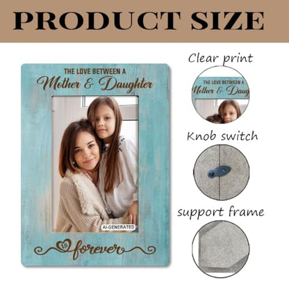 Mother Daughter Photo Frame Gift, Beautiful Mom Birthday Gifts, Christmas Gifts, The Love Between A Mother & Daughter is Forever Photo Frames, Farmhouse Wooden Picture Frame Gift B1 - color: BlueA
