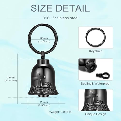 zeqingjw Bell Cremation Keychain for Ashes Holder Cross Motorcycle Cremation Jewelry Urn Keychain Keepsake Ashes Jewelry - color: Customize-keychain