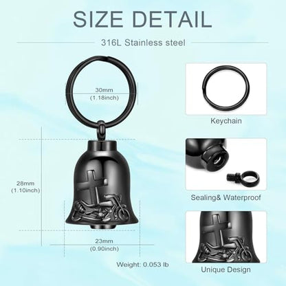 zeqingjw Bell Cremation Keychain for Ashes Holder Cross Motorcycle Cremation Jewelry Urn Keychain Keepsake Ashes Jewelry - color: Customize-keychain