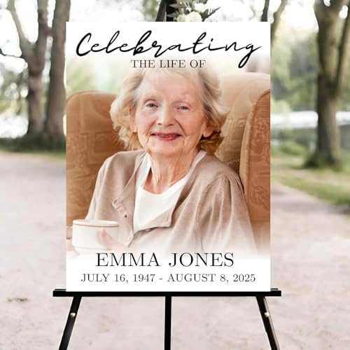 Celebration of Life Welcome Sign, Funeral Welcome Sign, in Loving Memory Sign, Celebration of Life Funeral Sign, Celebration of Life Sign, Memorial Sign with Photo #T21 - color: Version #28
